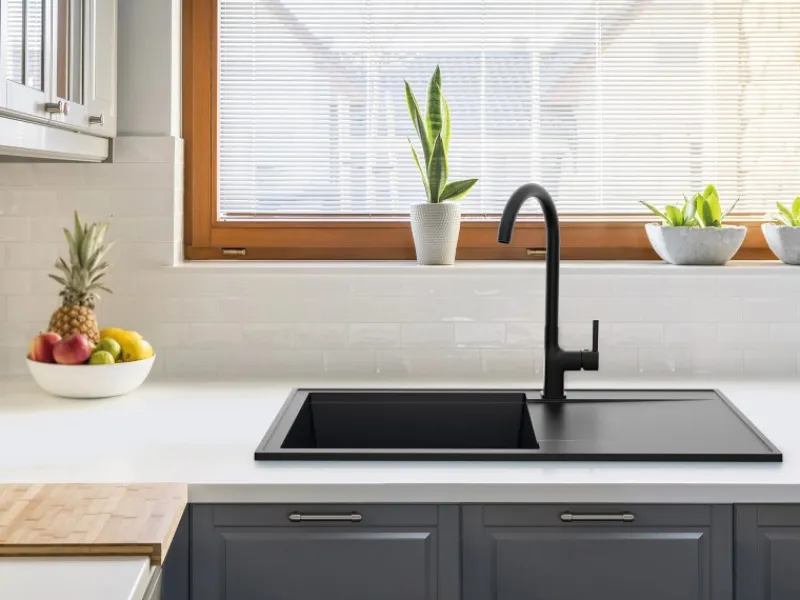 Discount Miló Einbauspüle Granitverbundstoff Palladio 86 Schwarz