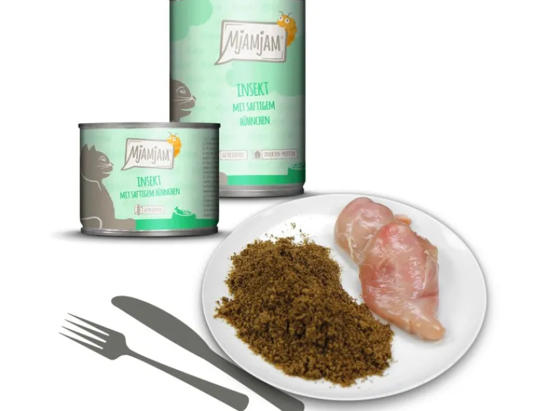 Mjamjam Nassfutter Insekt mit Saftigem Hühnchen 400 g