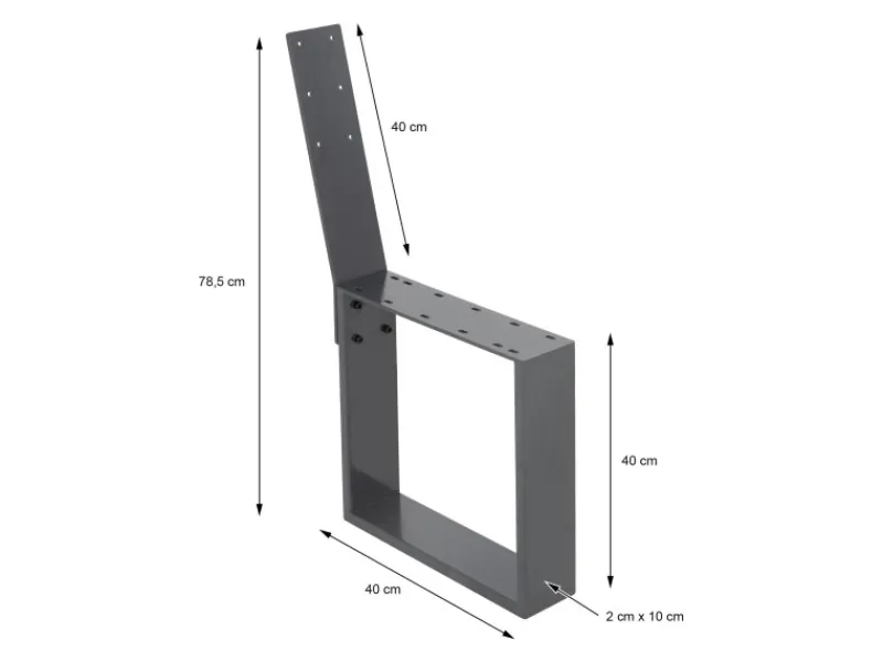 Outlet ML-Design 2 Stück Bankbeine aus Stahl Massiv 40x78,5cm mit Rückenlehne Anthrazit