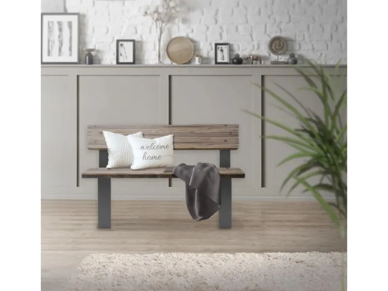 Outlet ML-Design 2 Stück Bankbeine aus Stahl Massiv 40x78,5cm mit Rückenlehne Anthrazit