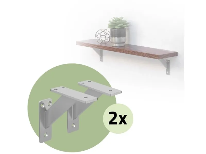 Hot ML-Design 4 Stück Regalhalterung 120 x 120 mm Silber Aluminium Schwebende