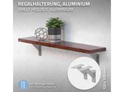Hot ML-Design 4 Stück Regalhalterung 120 x 120 mm Silber Aluminium Schwebende