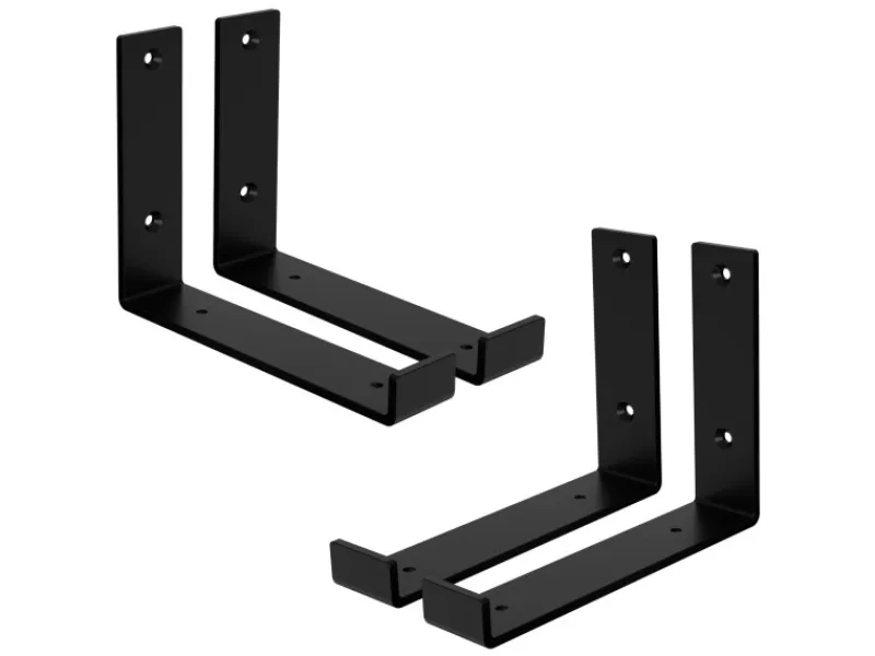 ML-Design 4 Stück Regalhalterung 20x4x14 cm Schwarz Metall 8 Zoll L-Form