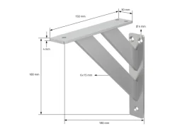 Online ML-Design 4 Stück Regalhalterung 18 x 18 cm Silber Aluminium Schwebende