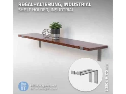 ML-Design 4 Stück Regalhalterung 25x4x14,5 cm Grau aus Metall 10 Zoll L-Form