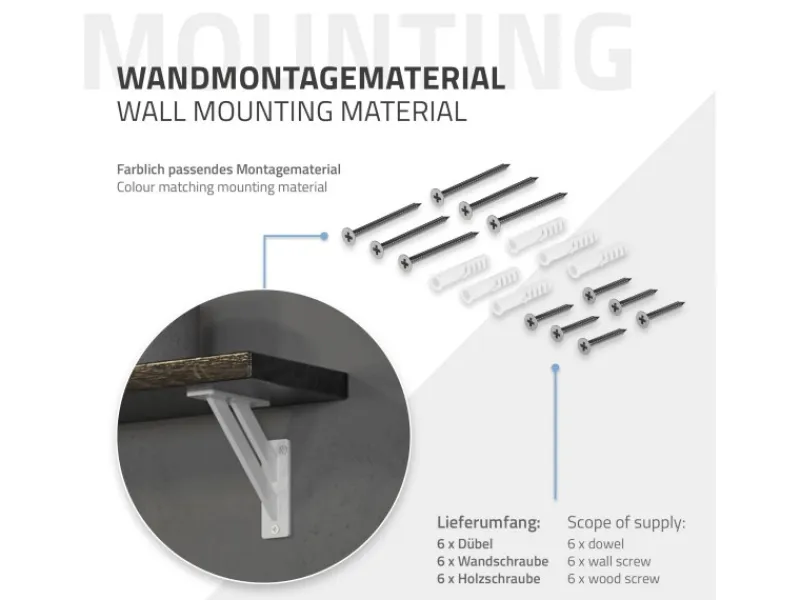 ML-Design 4 Stück Regalhalterung 12 x 12 cm Weiß Aluminium Schwebende