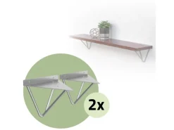 Best ML-Design 4 Stück Regalhalterung 160 mm aus Metall Dreieckige Schwebe Grau