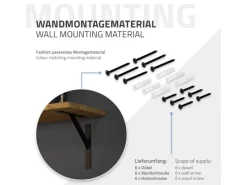 Online ML-Design 4 Stück Regalhalterung 240 x 240 mm Schwarz Aluminium Schwebende