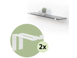 Discount ML-Design 4 Stück Regalhalterung 25x4x14,5 cm Weiß aus Metall 10 Zoll L-Form