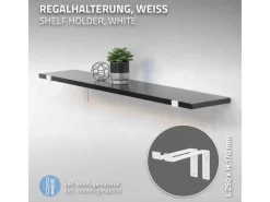 Discount ML-Design 4 Stück Regalhalterung 25x4x14,5 cm Weiß aus Metall 10 Zoll L-Form