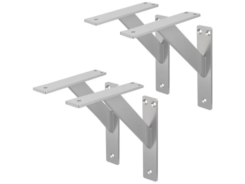 Sale ML-Design 4 Stück Regalhalterung 180 x 180 mm Silber Aluminium Schwebende