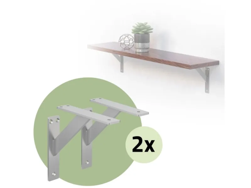 Sale ML-Design 4 Stück Regalhalterung 180 x 180 mm Silber Aluminium Schwebende