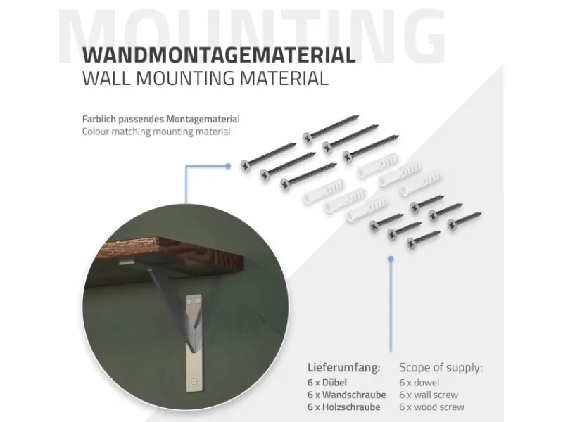 Sale ML-Design 4 Stück Regalhalterung 180 x 180 mm Silber Aluminium Schwebende