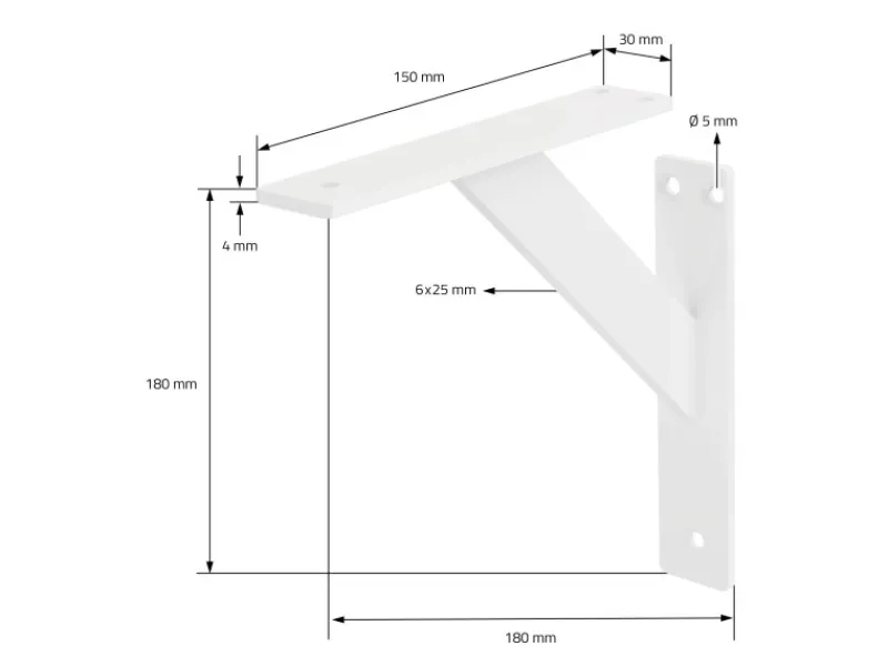 ML-Design 4 Stück Regalhalterung 180 x 180 mm Weiß Aluminium Schwebende