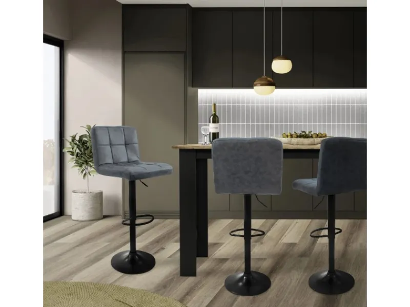 Discount ML-Design Barhocker 4Er Set aus Kunstleder Anthrazit mit Rückenlehne Fußstütze Anthrazit-Schwarz