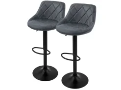 Hot ML-Design Barhocker 2Er Set Kunstleder Anthrazit mit Rückenlehne und Fußstütze