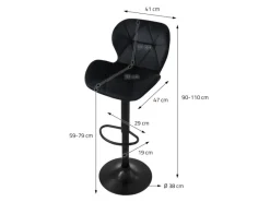 ML-Design Barhocker 2Er Set Samt Schwarz Gepolsterter Barstuhl mit Rückenlehne