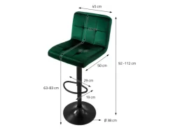 ML-Design Barhocker 4Er Set Bezug aus Samt Grün mit Rückenlehne und Fußstütze