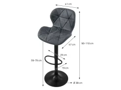 ML-Design Barhocker 4Er Set Kunstleder Anthrazit Rückenlehne Drehbar