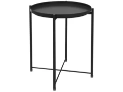 Best ML-Design Beistelltisch Rund 45xH52cm mit Abnehmbarem Tablett aus Metall Schwarz