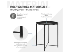 Best ML-Design Beistelltisch Rund 45xH52cm mit Abnehmbarem Tablett aus Metall Schwarz