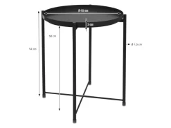Best ML-Design Beistelltisch Rund 45xH52cm mit Abnehmbarem Tablett aus Metall Schwarz