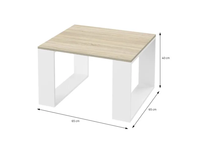 Clearance ML-Design Couchtisch 65x65x40 cm Eicheoptik-Weiß Quadratischer Braun-Weiß
