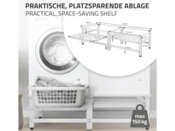 New ML-Design Doppel Waschmaschinen-Untergestell 2 Ausziehbaren Ablagen Weiß Stahl