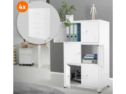 ML-Design 4Er Set Aktenschrank 75x40x120 cm Stahl Freistehend