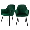 ML-Design 2er Set Esszimmerstühle mit Rücken- und Armlehnen Grün aus Samt