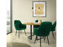 ML-Design 2er Set Esszimmerstühle mit Rücken- und Armlehnen Grün aus Samt