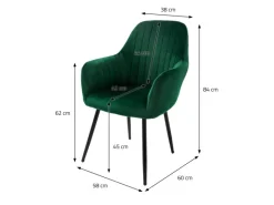 ML-Design 2er Set Esszimmerstühle mit Rücken- und Armlehnen Grün aus Samt