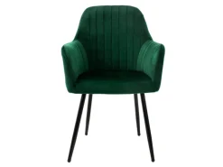 ML-Design 2er Set Esszimmerstühle mit Rücken- und Armlehnen Grün aus Samt