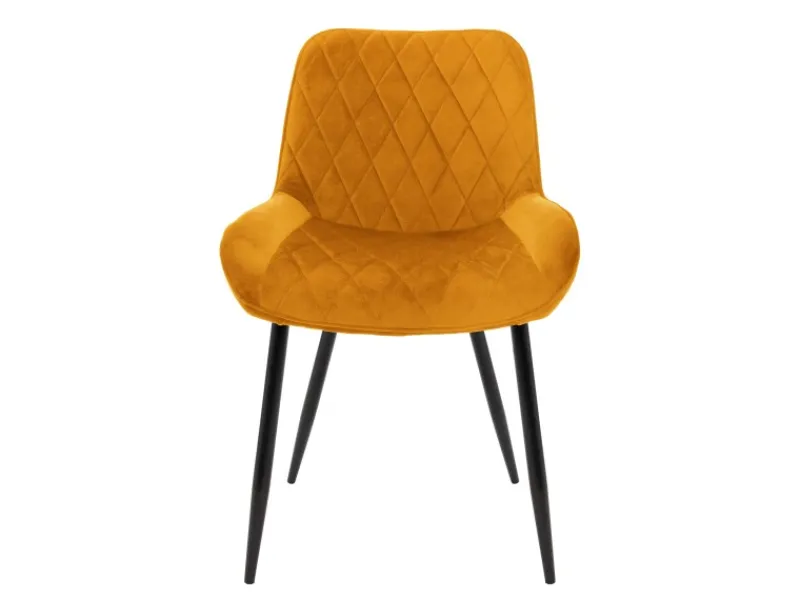 Discount ML-Design 4Er Set Esszimmerstühle mit Rücken- und Armlehnen aus Samt Senfgelb