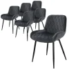 ML-Design 6Er Set Esszimmerstühle mit Rücken- und Armlehnen Anthrazit Samt Sitz