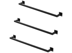 ML-Design 3Er Set Kleiderstange Rechteck für die Wand T12cmxB90cm Schwarz U-Form