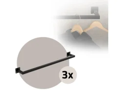 ML-Design 3Er Set Kleiderstange Rechteck für die Wand T12cmxB90cm Schwarz U-Form