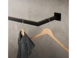 ML-Design 2Er Set Kleiderstange Rechteck für die Wand 12x60 cm Schwarz aus Stahl