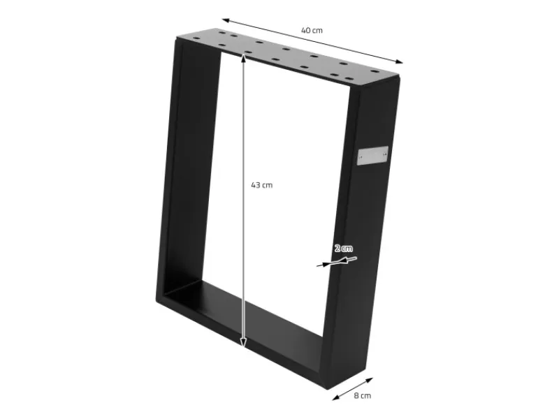 New ML-Design 2Er Set Tischkufen 80GRAD Neigung 40 x 43 cm Schwarz Matt 8x2 cm