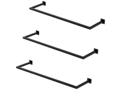 ML-Design 3Er Set Wand Kleiderstange Rechteck 30x110cm Schwarz Stahl