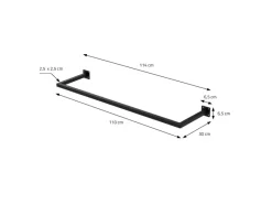 ML-Design 3Er Set Wand Kleiderstange Rechteck 30x110cm Schwarz Stahl