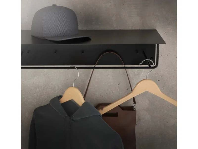 ML-Design 3Er Set Wandgarderobe mit Hakenleiste Kleiderstange 60x30x15cm Schwarz