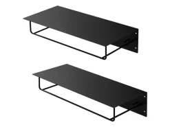 Hot ML-Design 2Er Set Wandgarderobe mit Hakenleiste Kleiderstange 60x30x15cm Schwarz