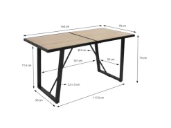ML-Design Esstisch 140x70x75 cm Eiche Optik Rechteckiger für 6 Personen