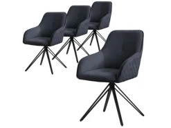 ML-Design Esszimmerstühle Drehbar 4Er Set Textil Webstoff Schwarz Drehstuhl