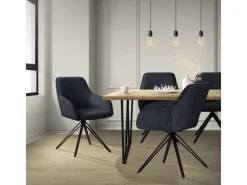 ML-Design Esszimmerstühle Drehbar 4Er Set Textil Webstoff Schwarz Drehstuhl