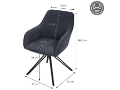 ML-Design Esszimmerstühle Drehbar 4Er Set Textil Webstoff Schwarz Drehstuhl