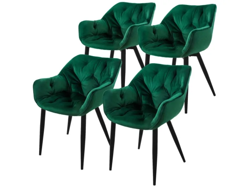 ML-Design Esszimmerstühle 4Er Set Dunkelgrün Küchenstuhl mit Dickem Samtstoff