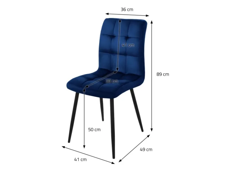 ML-Design Esszimmerstühle 4Er Set Dunkelblau mit Rückenlehne mit Samtbezug