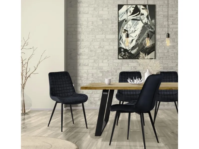 ML-Design Esszimmerstühle 6Er Set Sitzfläche aus Samt mit Rückenlehne